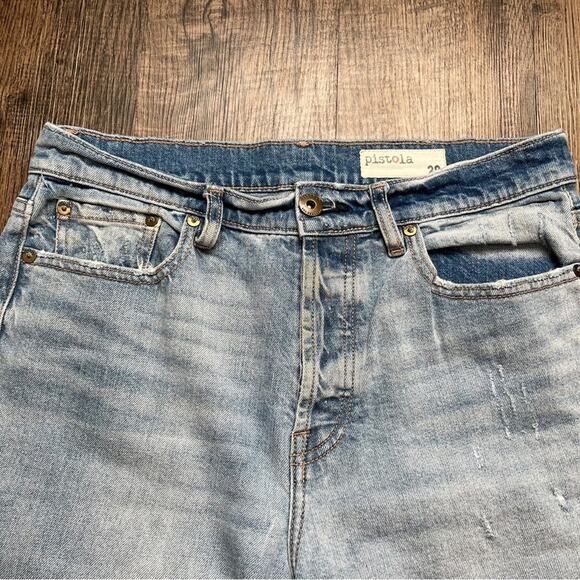 Pistola Pick Me Up 2 Tone Ripped Distressed Button Fly Raw Hem Ankle Jeans Sz 29 - Picture 2 of 10